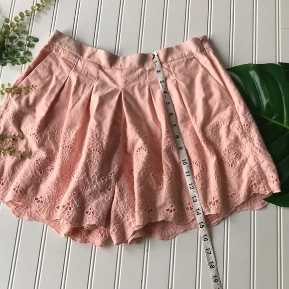 J. Crew eyelet shorts paper bag pink high waist pleated - Picture 7 of 9